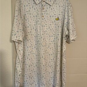 Masters White Polo with Multicolor Pattern